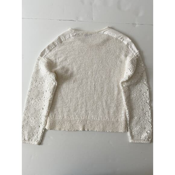 White Warren Sweater Women S White Lace Sleeves Boho Business Casual - Picture 8 of 9